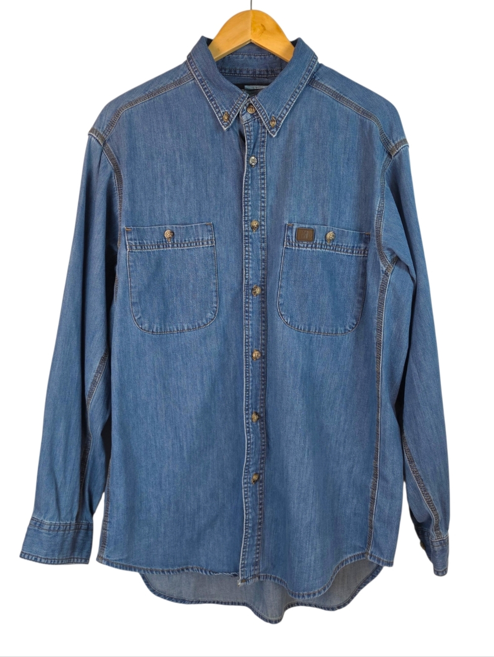 Wrangler Riggs Workwear Denim Shirt Sz XL Utility Rugged Western Cowboy EUC